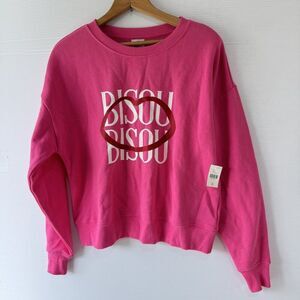 Maeve Anthropologie Women XS Pink Bisou Bisou Pullover Sweatshirt NEW WITH TAGS